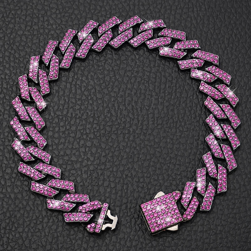 15MM Rhombus Diamond Cuban Collar for Stylish Pet Walks ATHLEXES