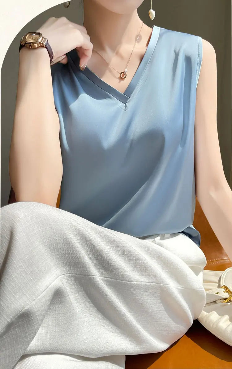 SilkBlend V-Neck Summer Blouse for Women ATHLEXES