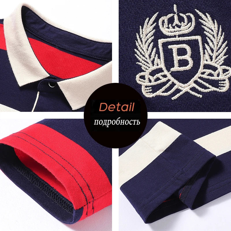 Elegant Stripe Embroidered Polo Shirt for Men ATHLEXES
