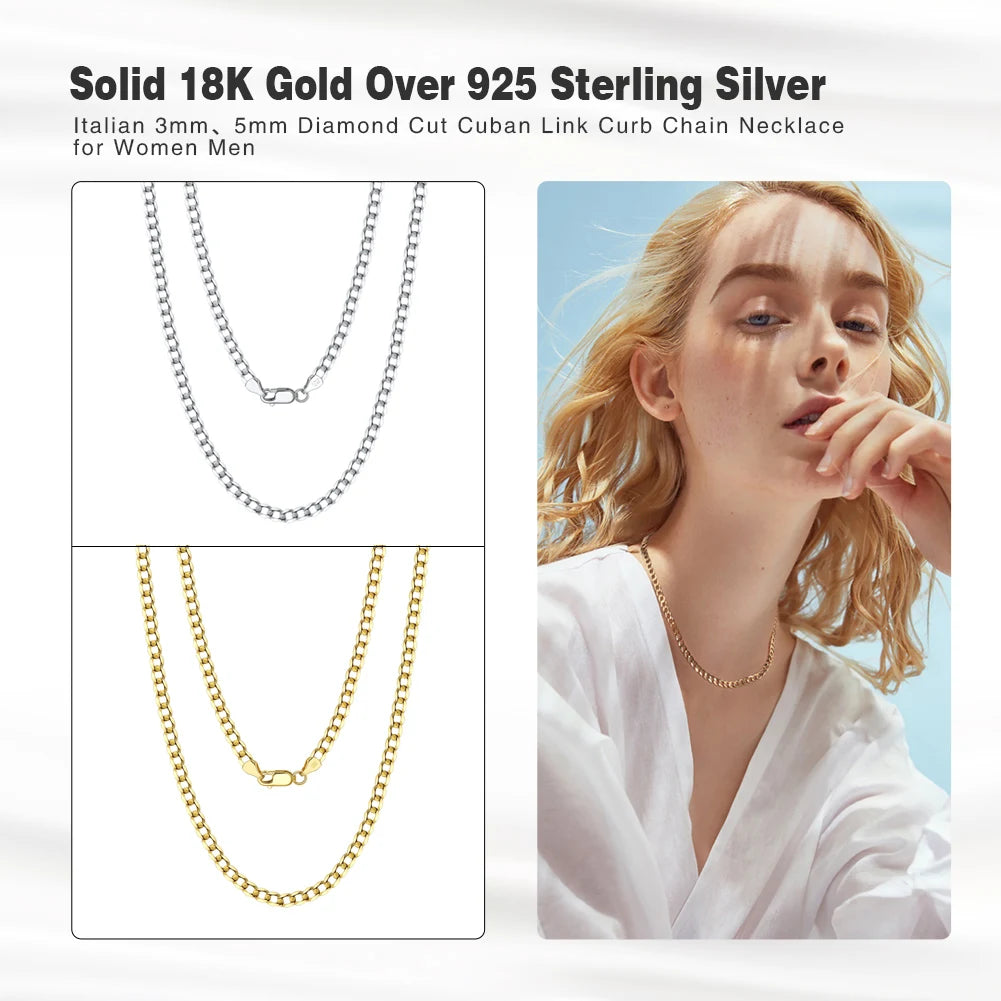 Rinntin 18K Gold Cuban Link Chain Necklace ATHLEXES