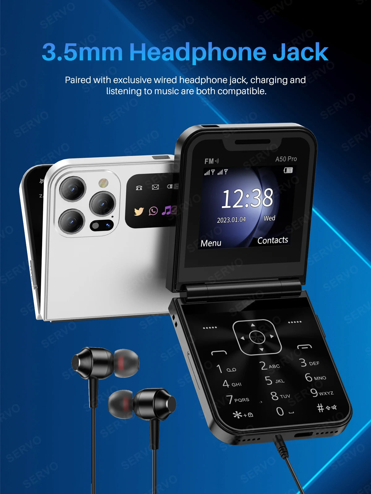 SERVO A50 PRO Dual SIM Flip Phone with Magic Features ATHLEXES