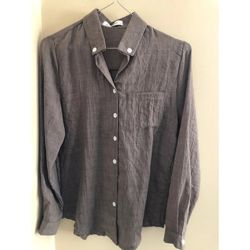 Luxe Linen Long Sleeve Chemisier Femme Blouse for Summer Fashion ATHLEXES