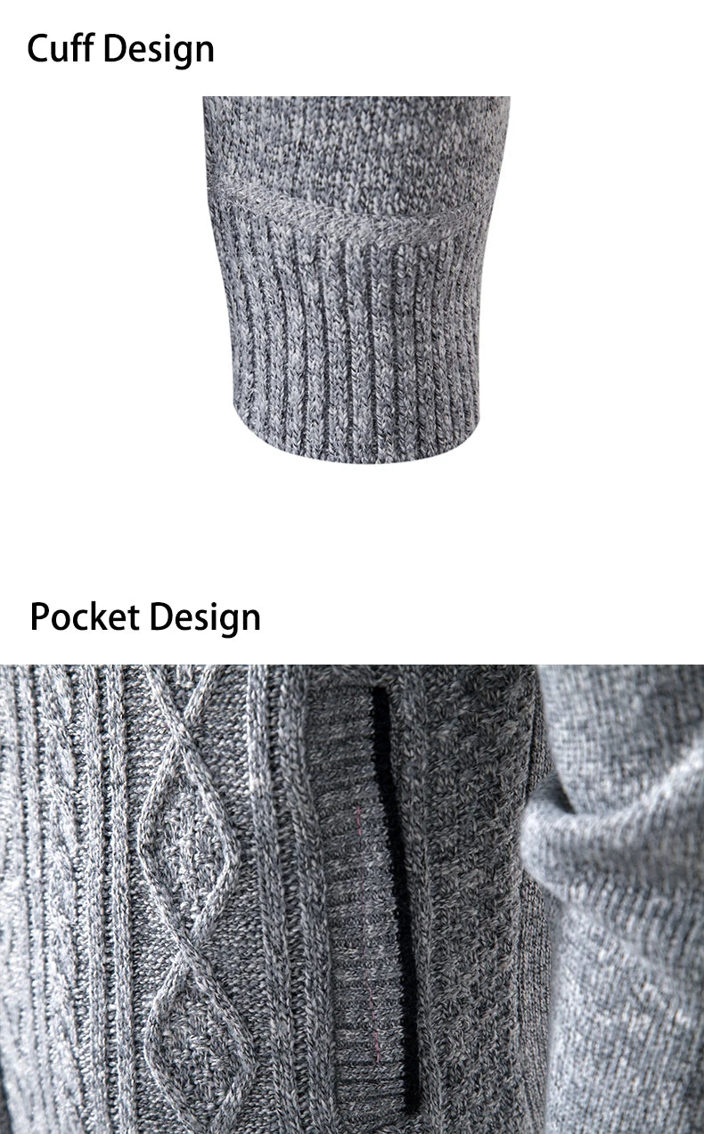 Velvet Warmth High Collar Cardigan for Men - Winter Knitwear ATHLEXES