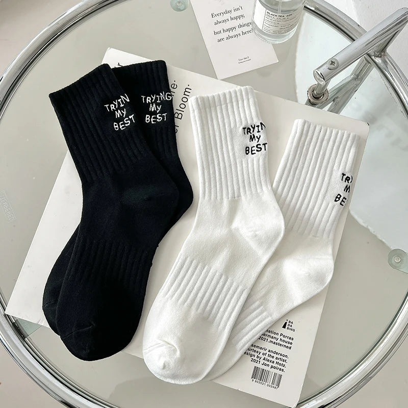 Japanese Style Embroidered Women Crew Socks ATHLEXES