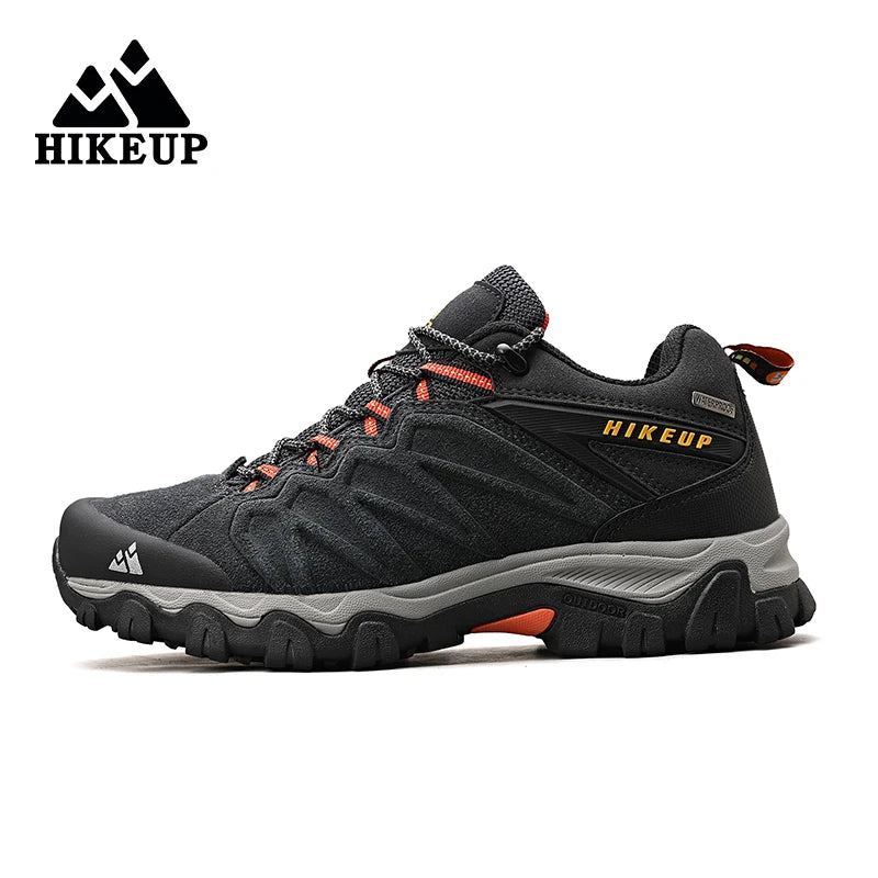 HIKEUP High Quality Leather Hiking Shoes Durable Outdoor Sport Men Trekking Leather Shoes Lace-Up Climbing Hunting Sneakers ATHLEXES