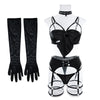Sexy Lingerie Set Bow Bra Black Temptation Four Piece Set ATHLEXES