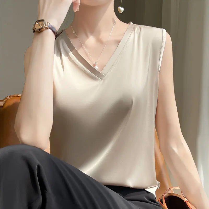 SilkBlend V-Neck Summer Blouse for Women ATHLEXES