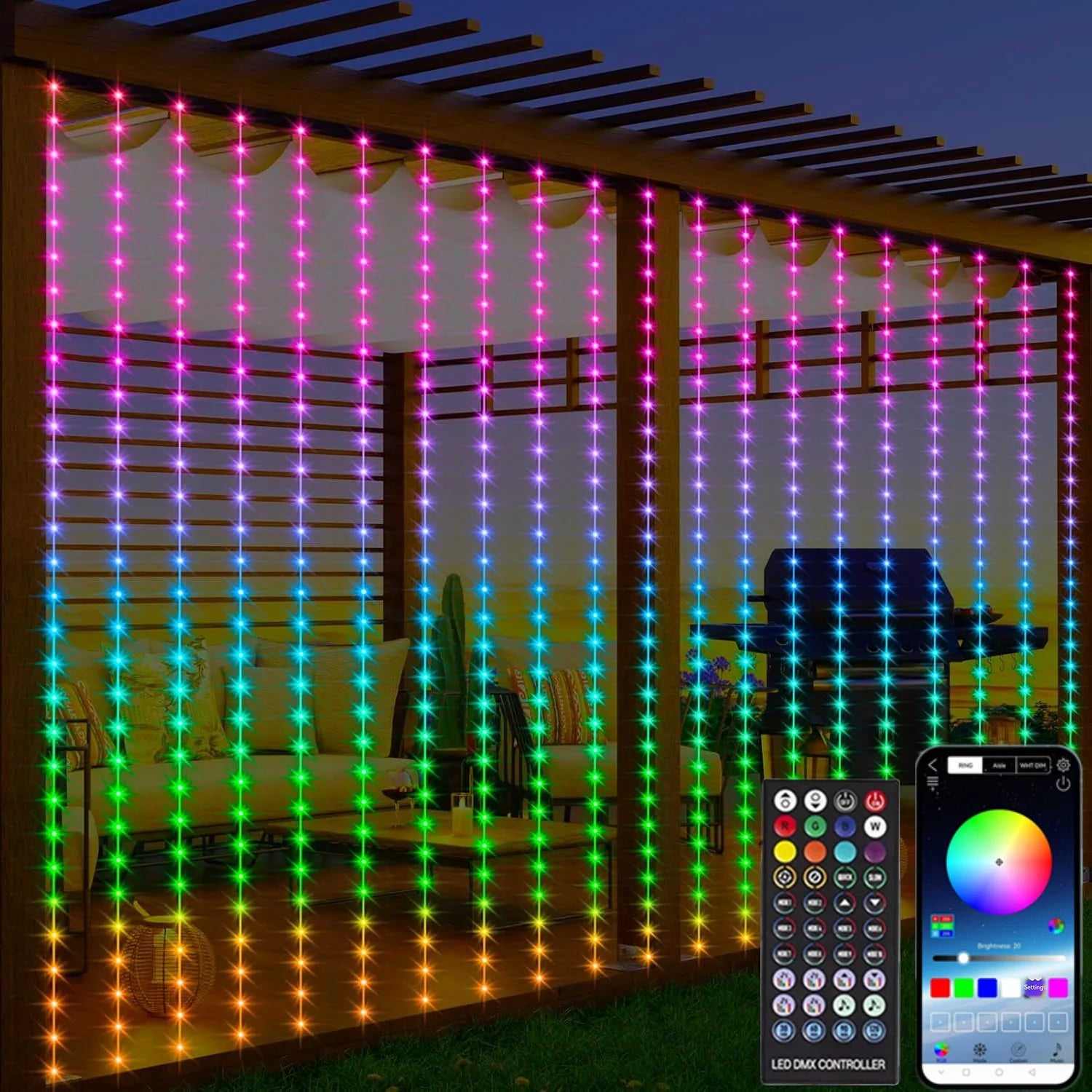 RGB Smart LED Curtain Lights for Holiday Elegance ATHLEXES