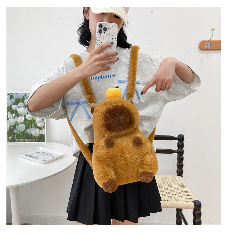 Kawaii Capybara Plush Backpack for Kids ATHLEXES