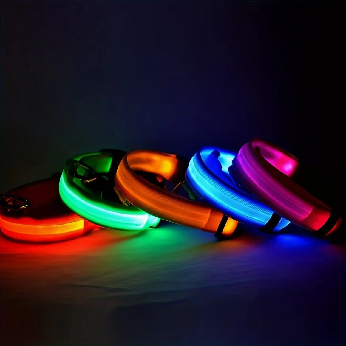 Nylon LED Night Safety Flashing Glow In The Dark Dog Leash Dogs Luminous Fluorescent Pet Dog Collar ATHLEXES