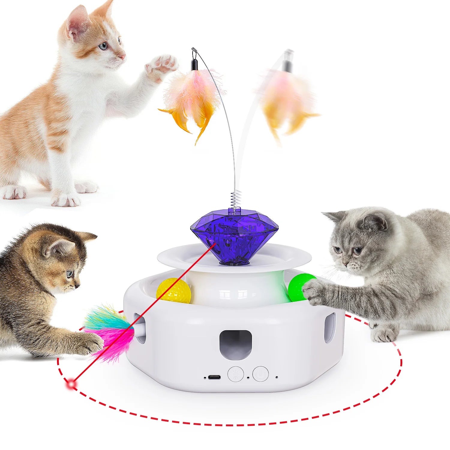 Electric Cat Toy with USB Charging, 360 Rotating, Interactive Puzzle, Intelligent Pet Items, Teasing Feather, Cat Supplies, Acce ATHLEXES