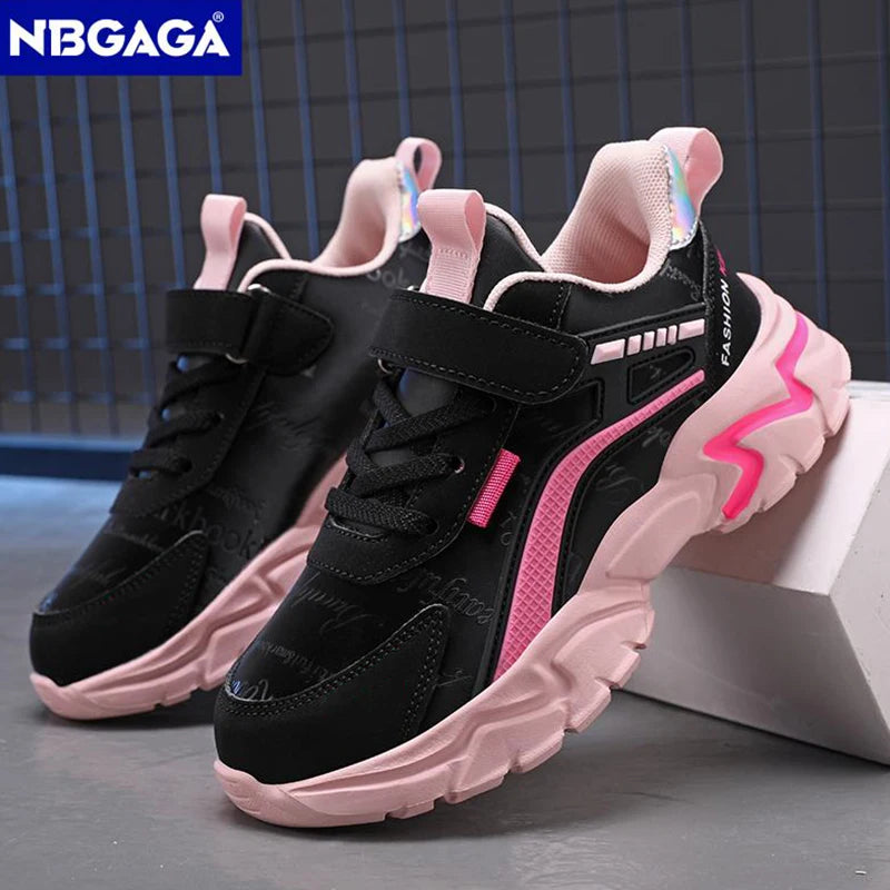 Chic Pink Girls Leather Sport Sneakers ATHLEXES
