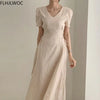 Chic Vintage Cotton Linen A-Line Dress ATHLEXES