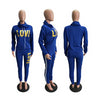 Chic Love Print High Neck Hoodie and Pants Set ATHLEXES