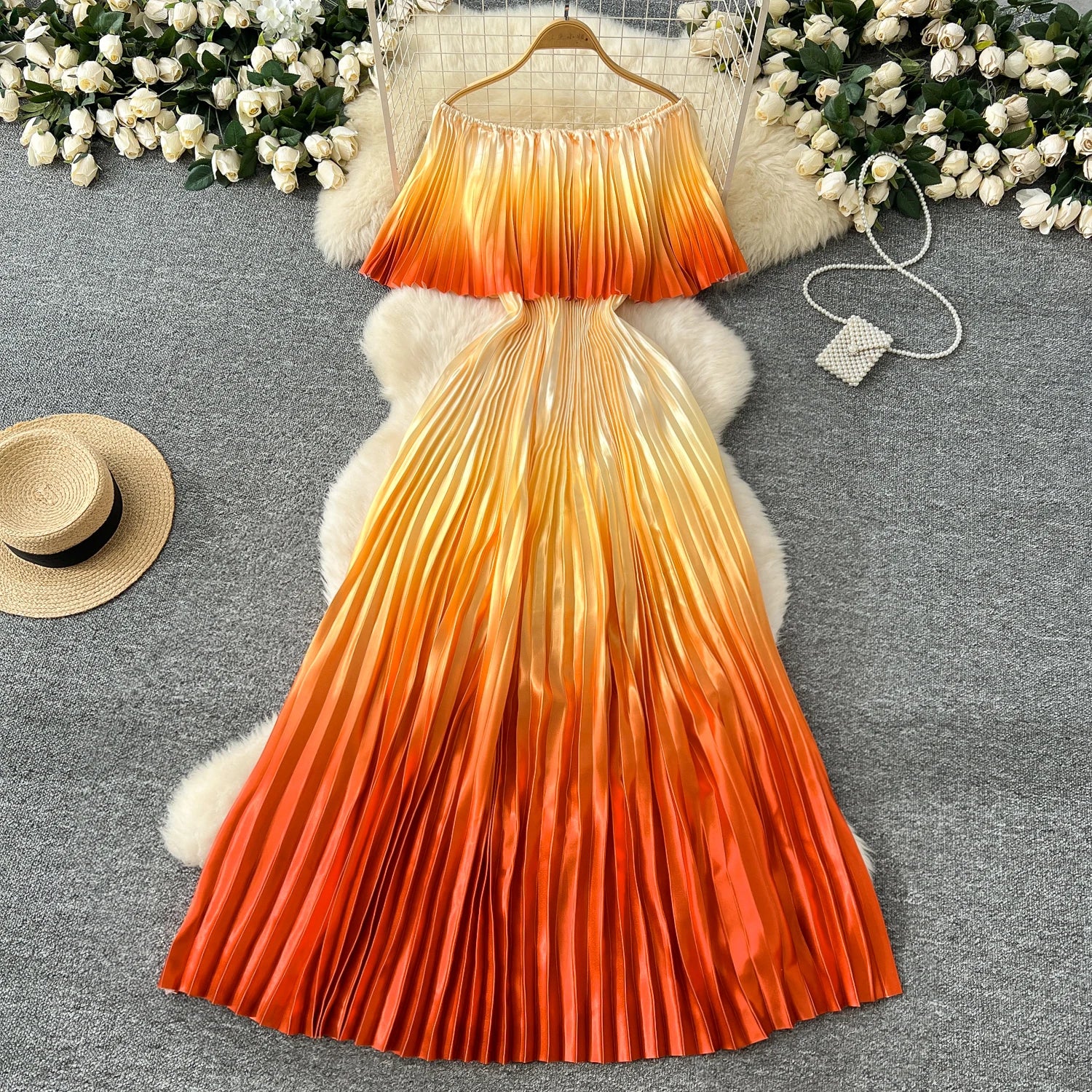 Gradient Luxe Off Shoulder Maxi Dress ATHLEXES