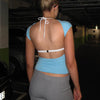 Blue Y2K Backless Crop Top for Women ATHLEXES