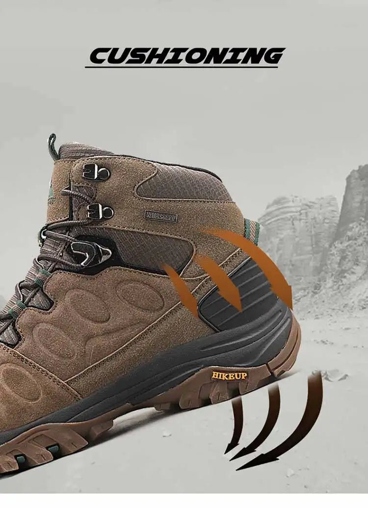 HIKEUP High-Top Men Hiking Boot Winter Outdoor Shoes Lace-Up Non-slip Sports Casual Trekking Boots Man Suede Warm Shoes ATHLEXES