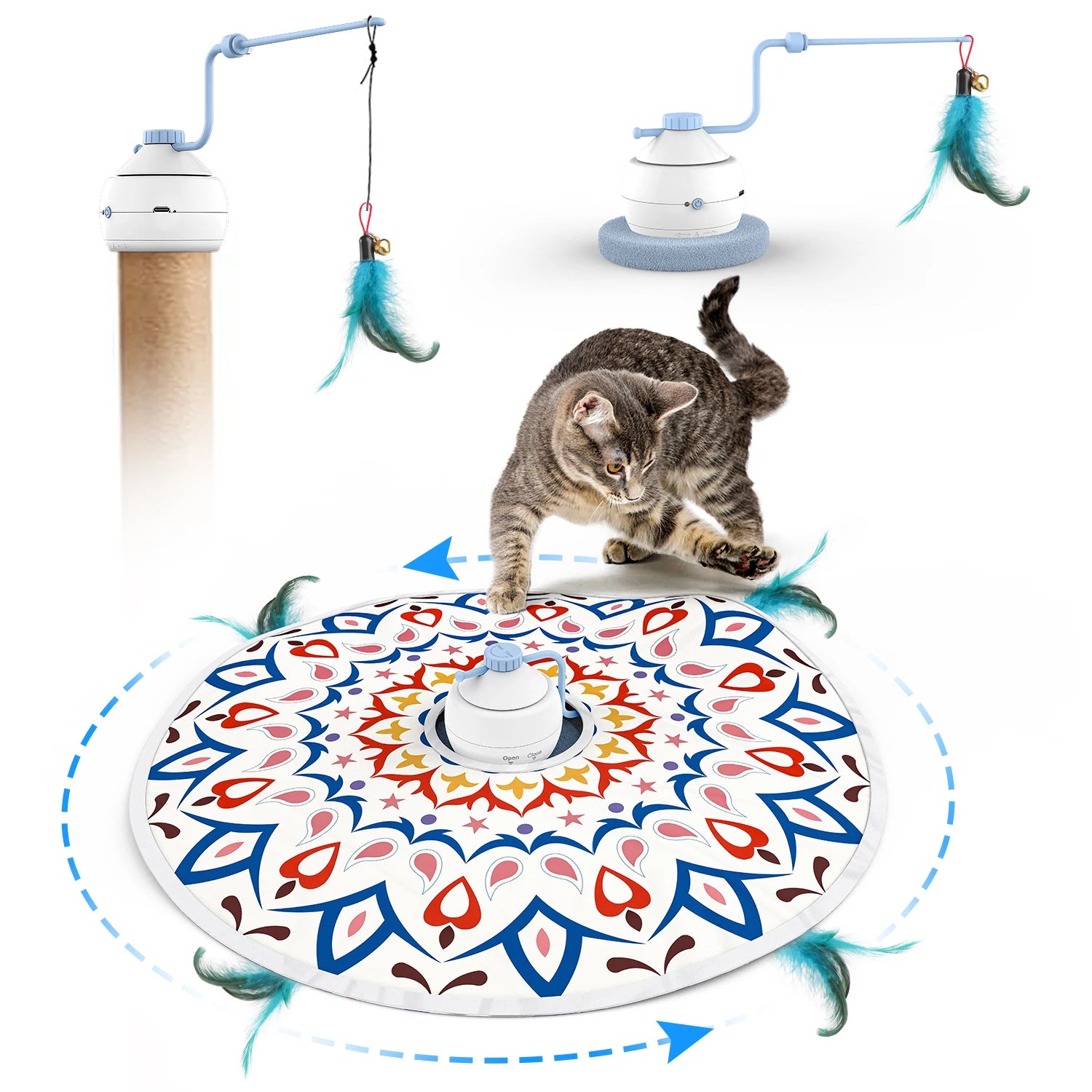 Electric Cat Toy with USB Charging, 360 Rotating, Interactive Puzzle, Intelligent Pet Items, Teasing Feather, Cat Supplies, Acce ATHLEXES