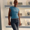 Blue Y2K Backless Crop Top for Women ATHLEXES