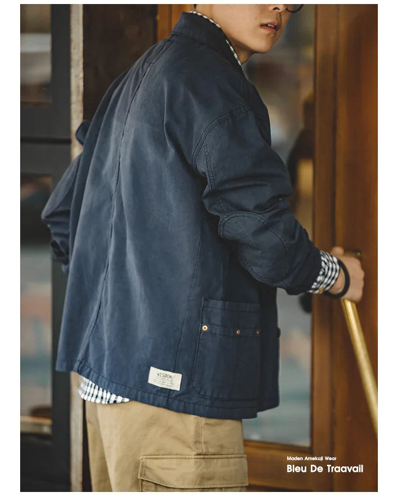 Maden Retro Multi-Pocket Navy Hunting Jacket for Men ATHLEXES