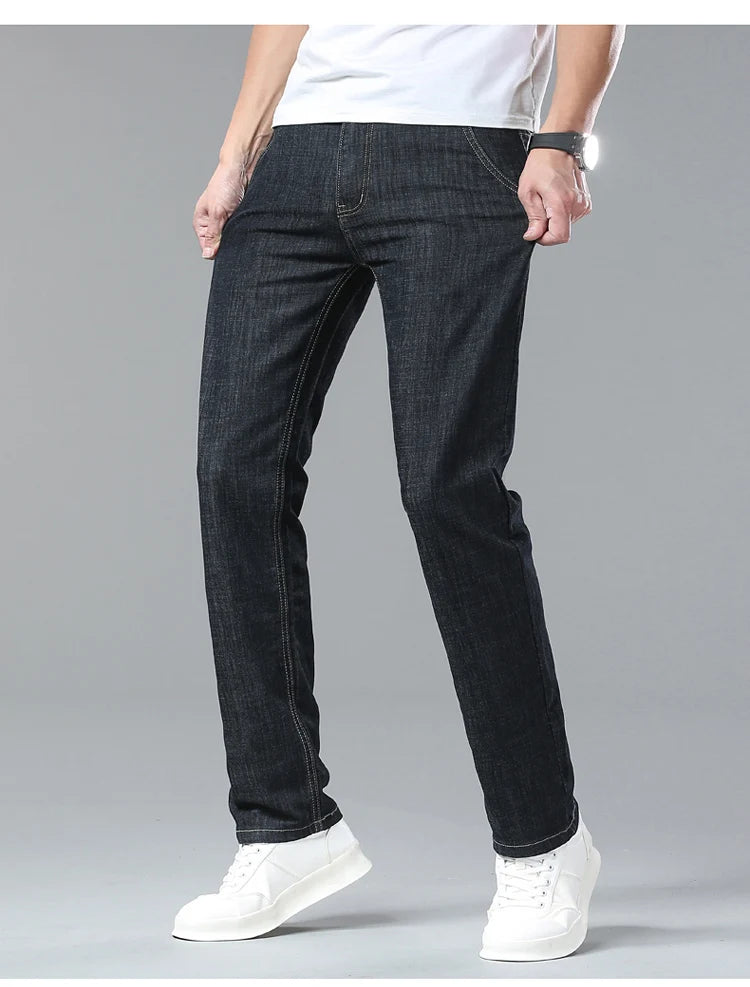 Light Blue Casual Denim Straight Fit Trousers ATHLEXES