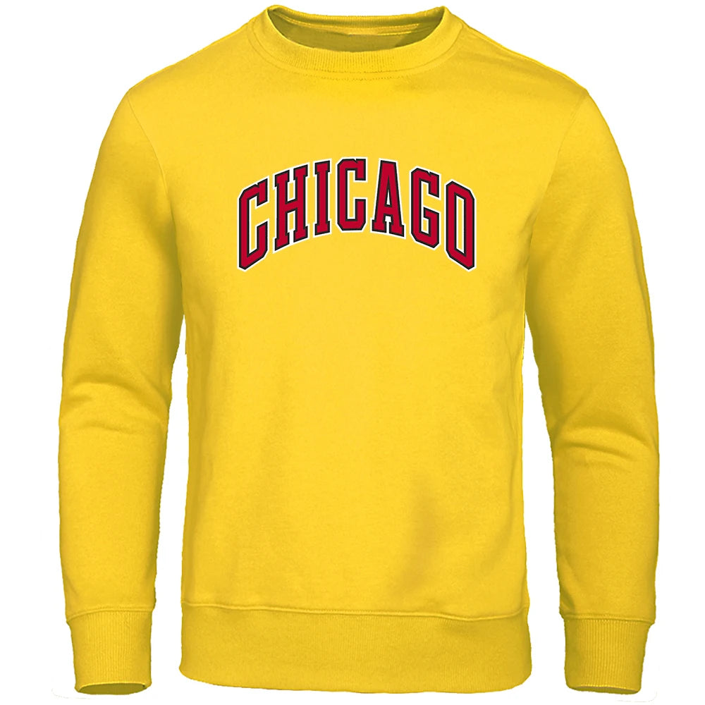 Chicago City Letter Print Hip Hop Hoodie for Men ATHLEXES