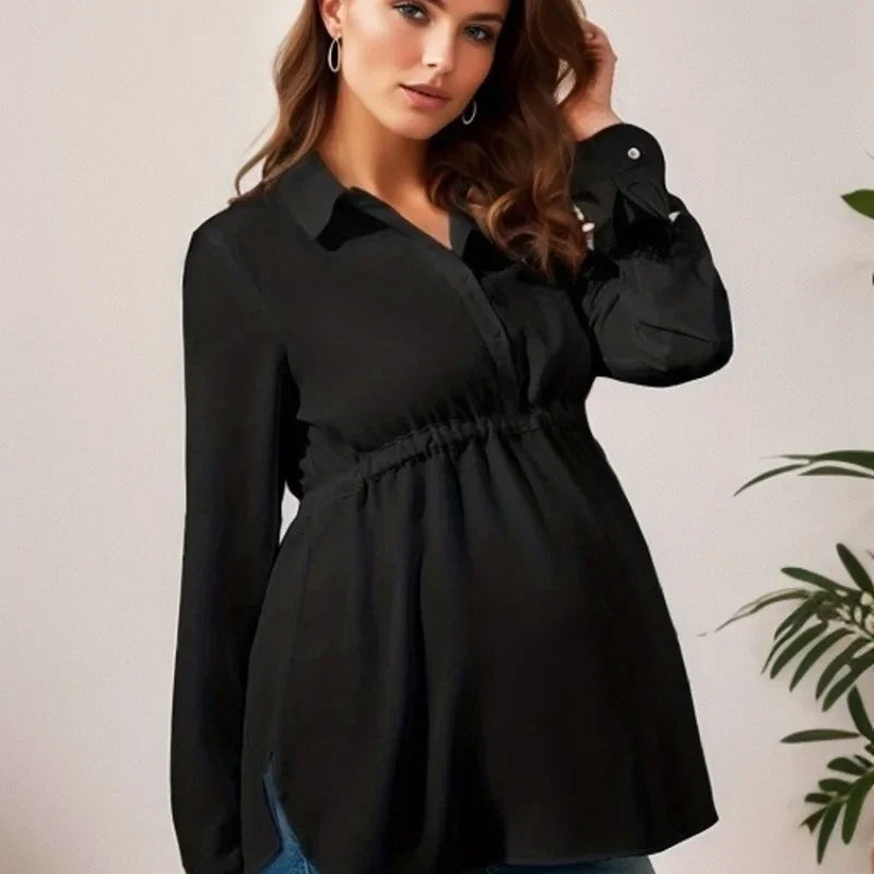 Chic V-Neck Maternity Blouse in Solid Colors ATHLEXES