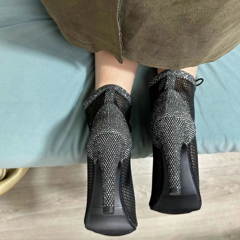 Hollow Mesh Peep Toe Stilettos: Summer High Heel Fashion ATHLEXES