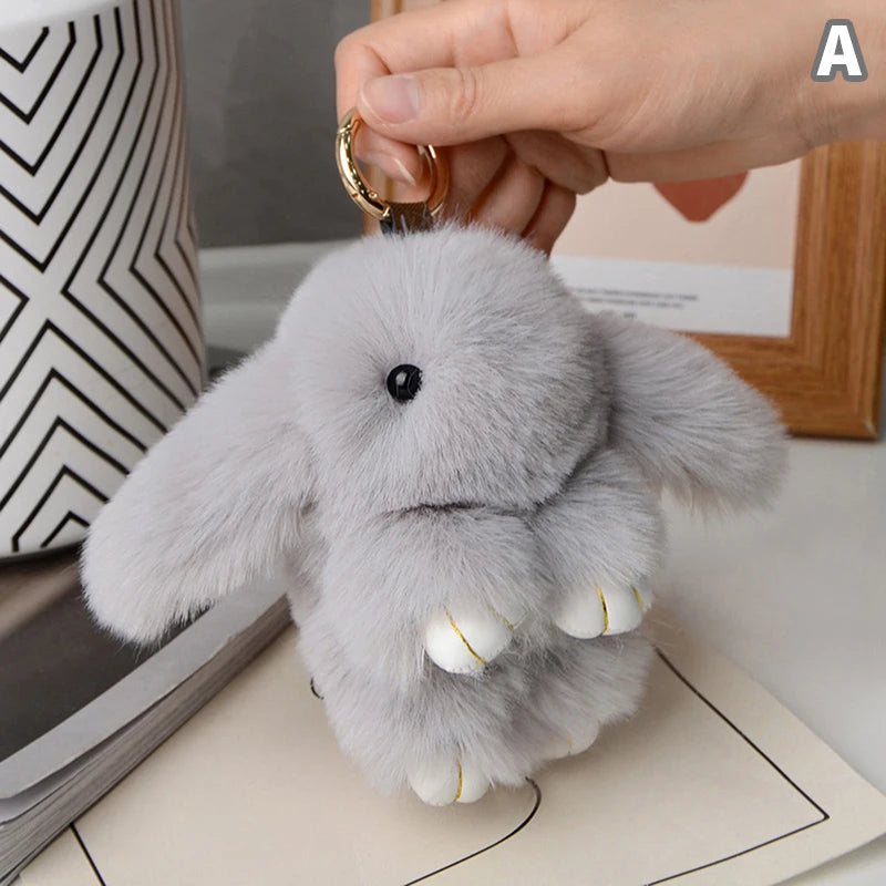 Chic 15cm Rabbit Fur Keychain for Bags & Gifts ATHLEXES
