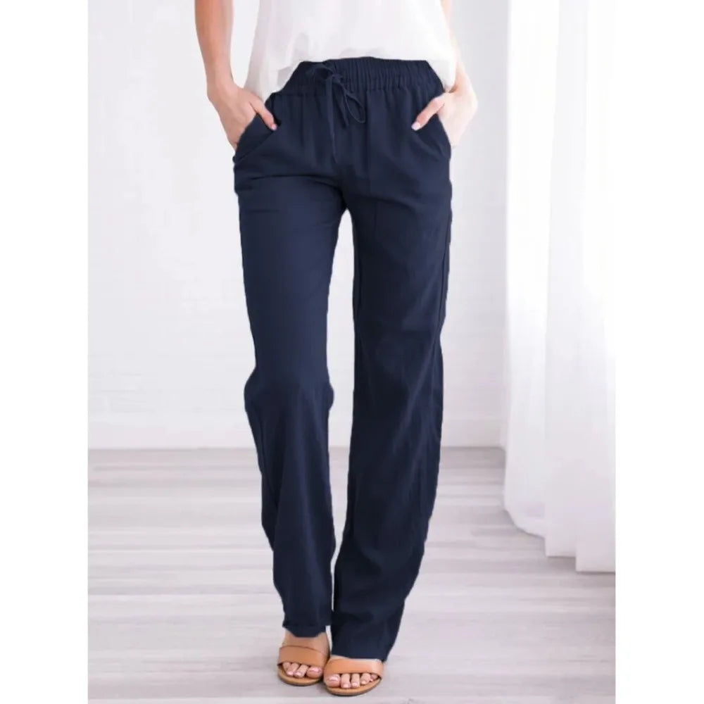 Luxe Linen Blend Drawstring Pants for Women ATHLEXES