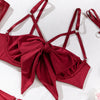 Sexy Lingerie Set Bow Bra Black Temptation Four Piece Set ATHLEXES