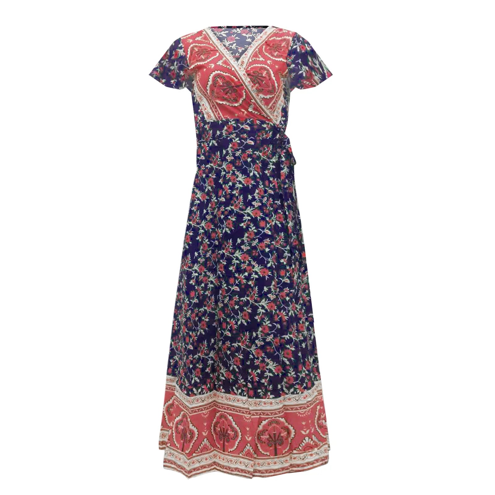 Chic V Neck Summer Slit Maxi Dress for Women ATHLEXES