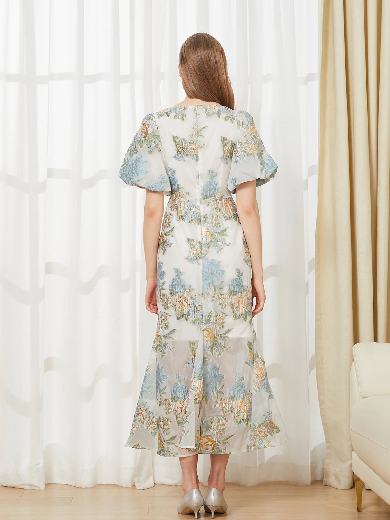 Floral Elegance Organza Mermaid Maxi Dress ATHLEXES