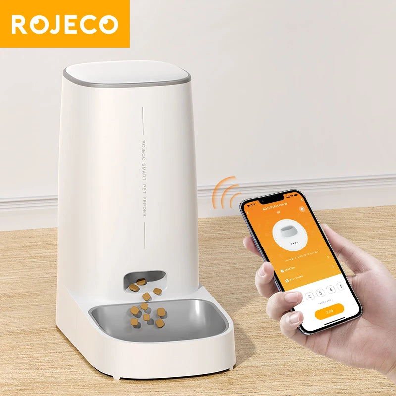 ROJECO Automatic Cat Feeder Pet Smart WiFi Cat Food Kibble Dispenser Remote Control Auto Feeder For Cat Dog Dry Food Accessories ATHLEXES