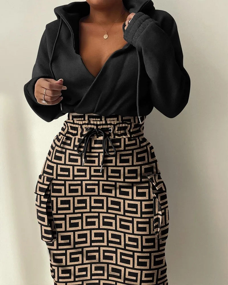 Plaid Hoodie Dress with Drawstring Detail ATHLEXES