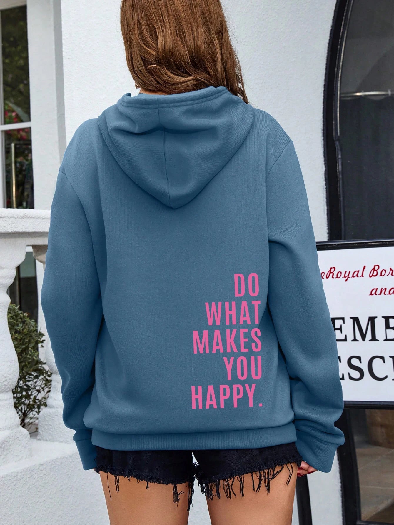 Happy Vibes Pink Letter Streetwear Hoodie ATHLEXES