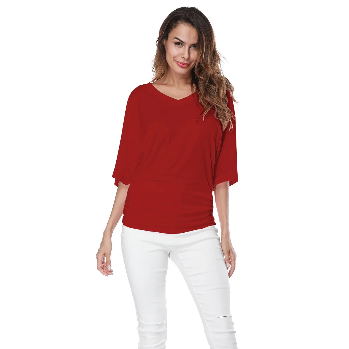 Chic Summer V-Neck Batwing Tee for Women S-5XL ATHLEXES