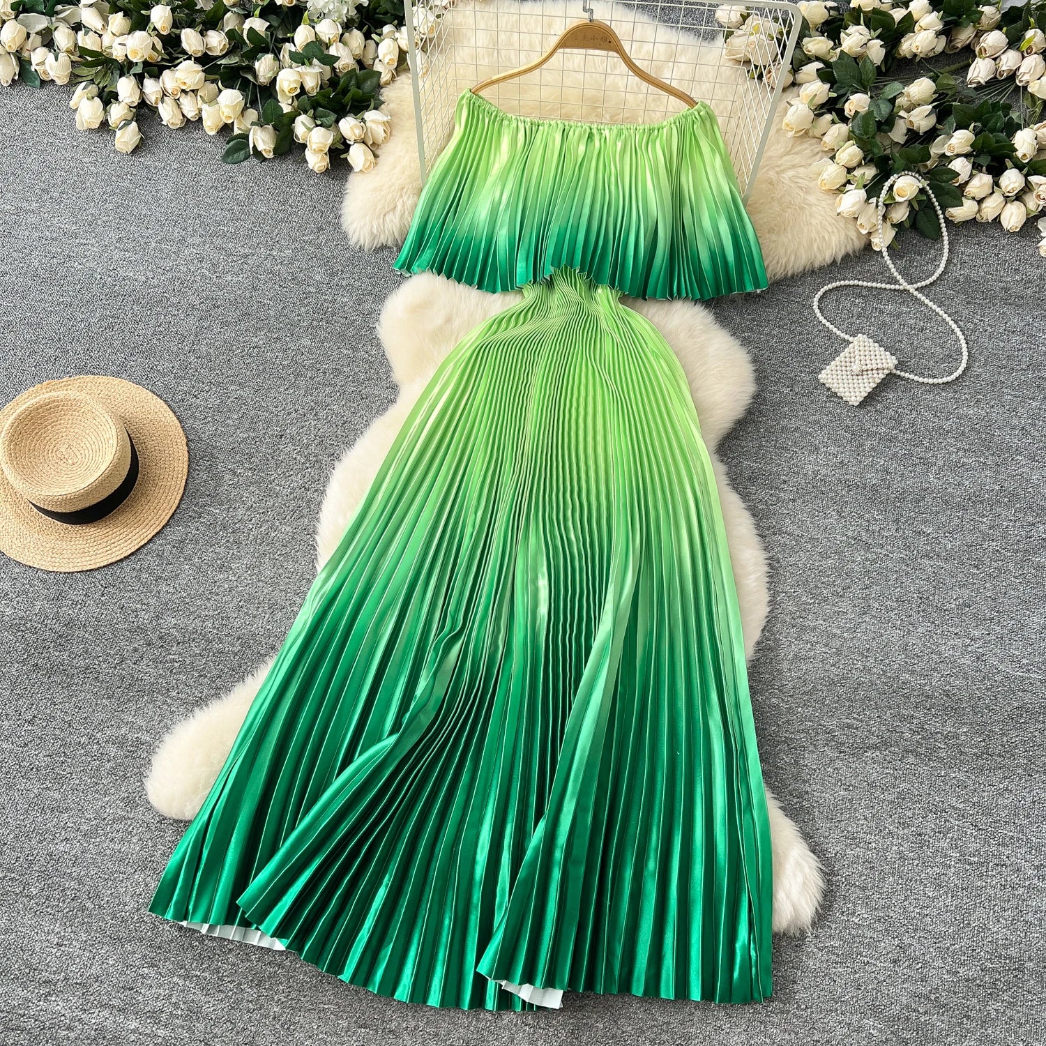 Gradient Luxe Off Shoulder Maxi Dress ATHLEXES