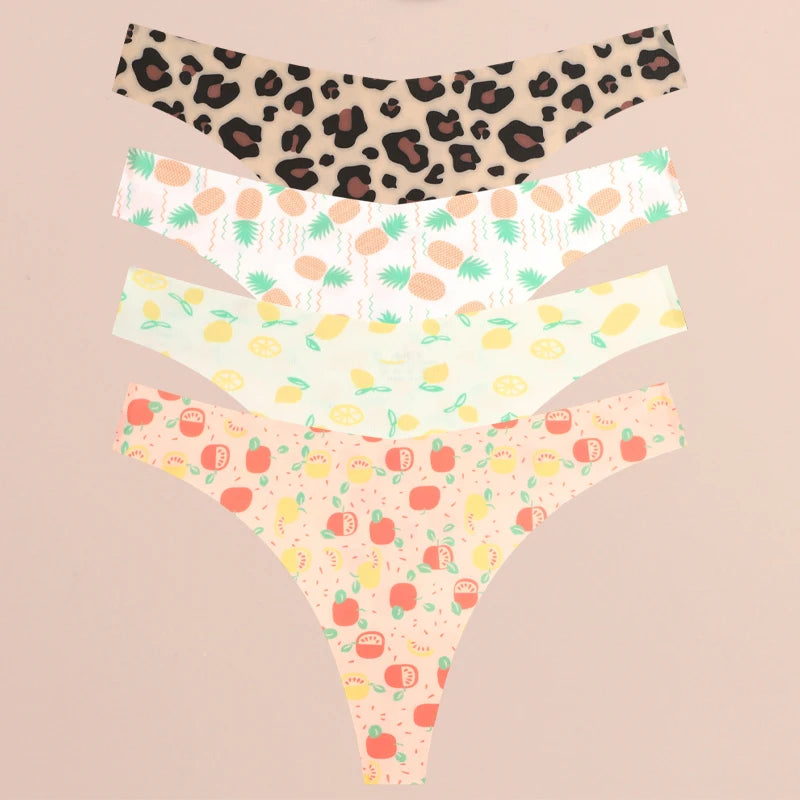 FINETOO 4Pcs Ultra Soft Leopard Print Thongs Comfort Lingerie ATHLEXES