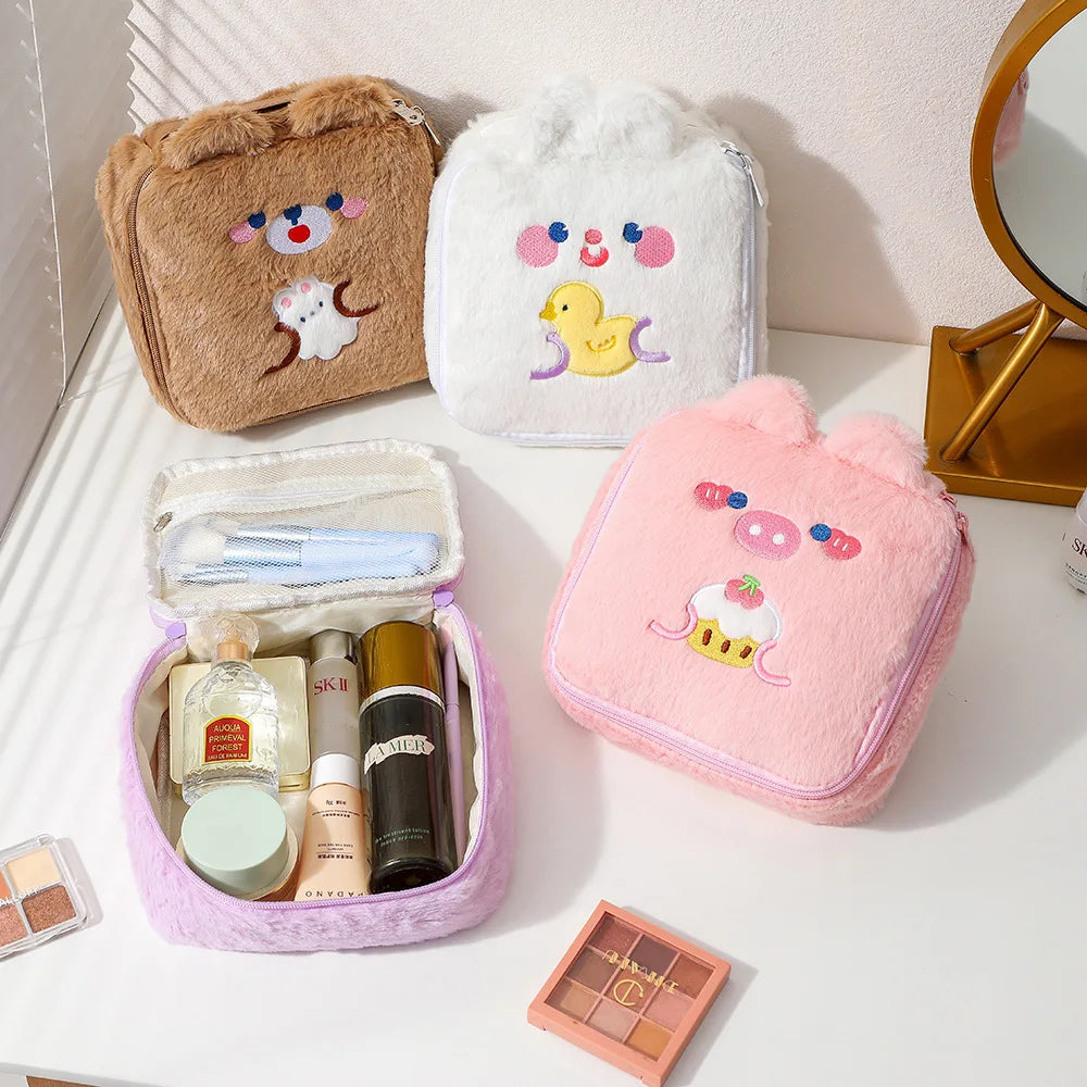 Charming Rabbit Ear Plush Makeup Bag for Girls ATHLEXES
