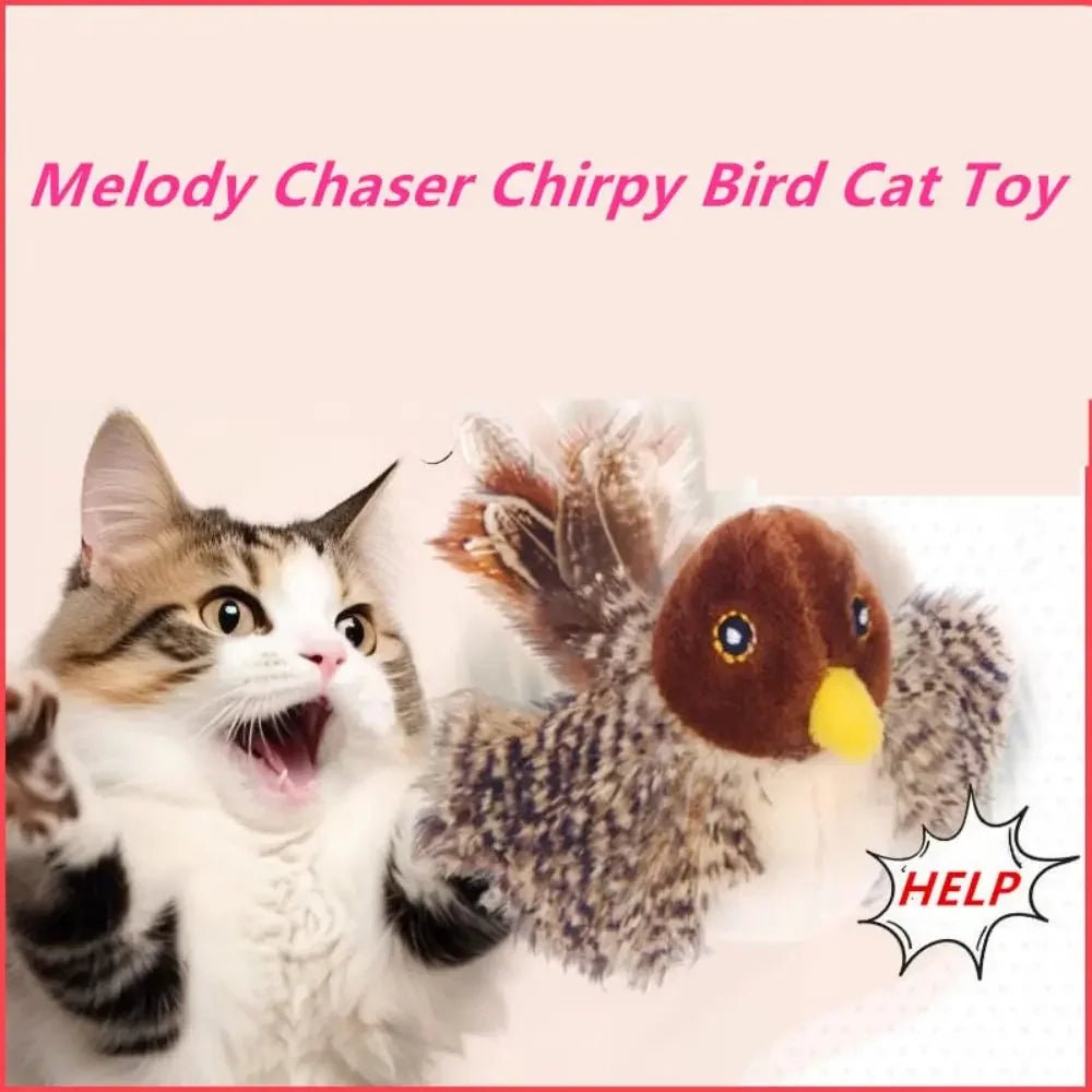 Interactive Cat Toys Flying Bird Cat Toy Flapping Wings Sparrow Catnip Toys Vivid Chirpi]ng Simulation Bird Interactive Cat Toy ATHLEXES