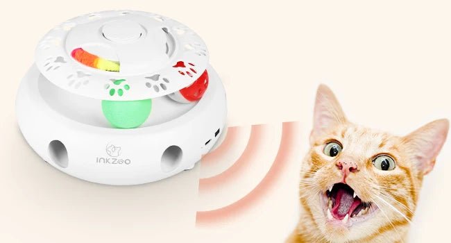 INKZOO 4-in-1 Interactive Cat Toys for Indoor Cats, Automatic 6 Holes Mice Whack-A-Mole, Fluttering Butterfly, Track Balls, USB ATHLEXES