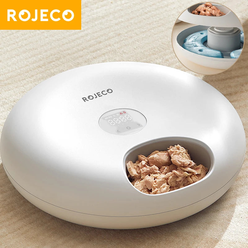 ROJECO 6 Meals Automatic Pet Feeder Smart Cat Food Dispenser For Wet & Dry Food Kibble Dispenser Accessories Auto Feeder For Cat ATHLEXES