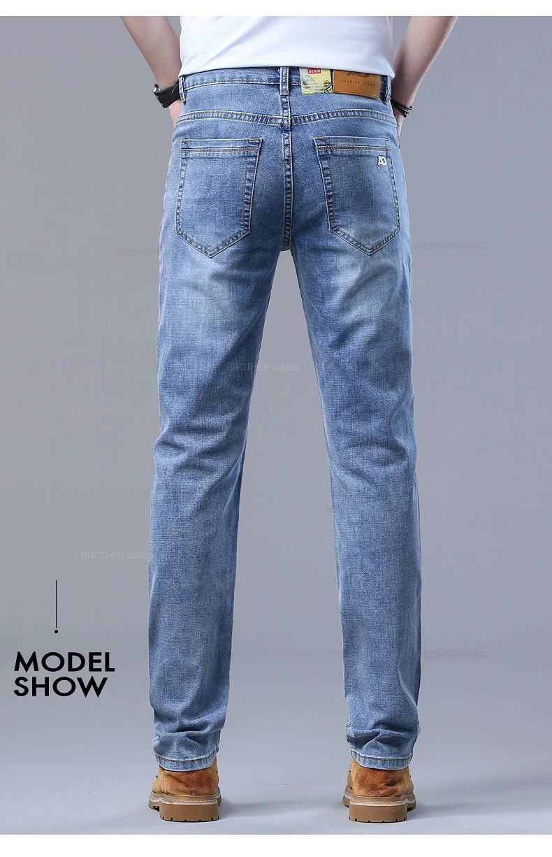 Light Blue Slim Fit Stretch Jeans for Men ATHLEXES