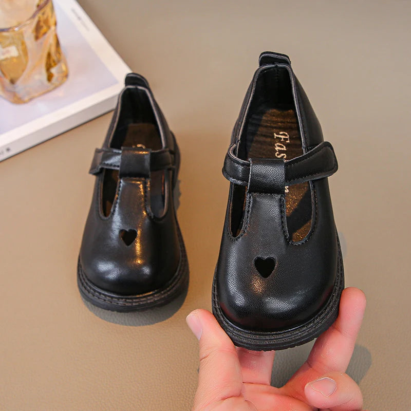Charming Heart Princess Leather Flats for Kids ATHLEXES