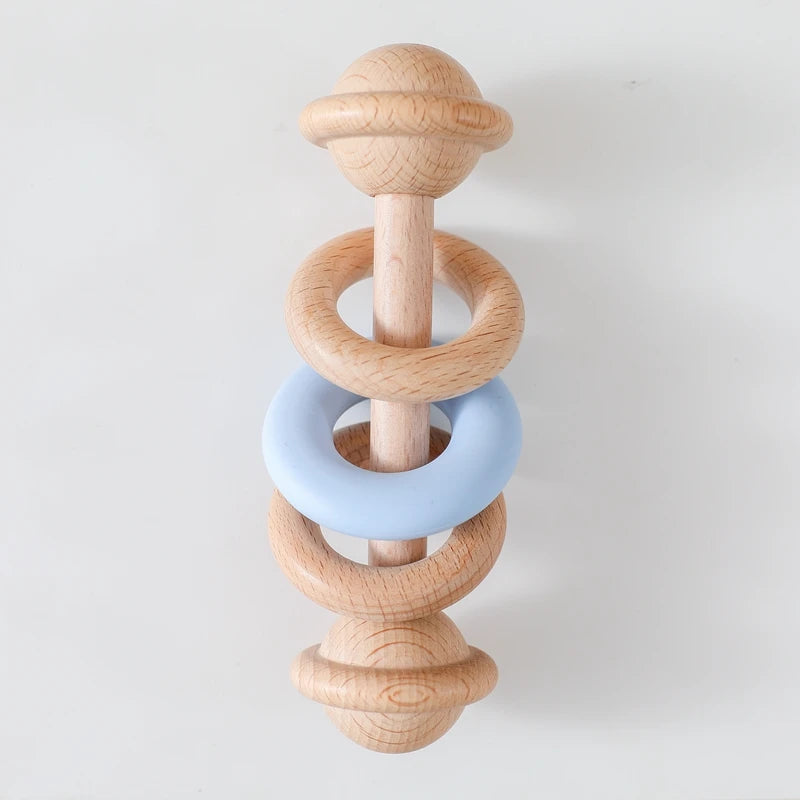 EcoBaby Wooden Rattles and Silicone Teether Set for Infants ATHLEXES