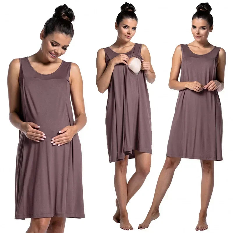Elegant Maternity Nursing Gown for Comfortable Care ATHLEXES