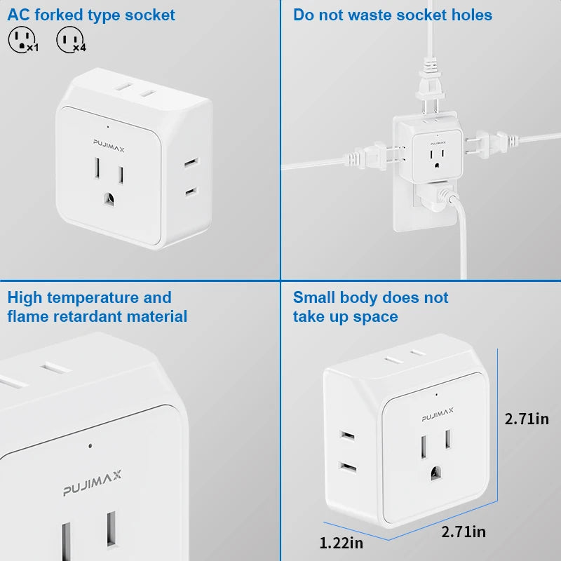 PUJIAMX Premium 5-Socket Surge Protector Strip ATHLEXES