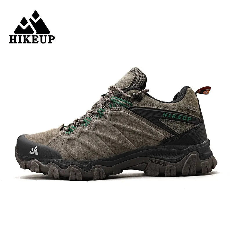 HIKEUP High Quality Leather Hiking Shoes Durable Outdoor Sport Men Trekking Leather Shoes Lace-Up Climbing Hunting Sneakers ATHLEXES