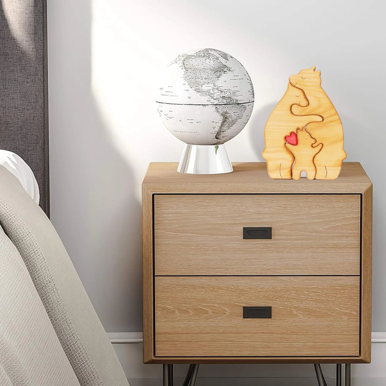 Personalized Wooden Bear Family Puzzle Decor Gift ATHLEXES